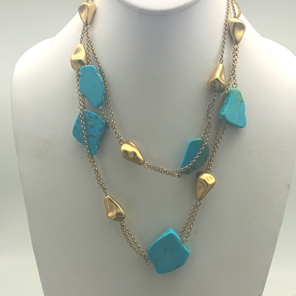 Chico’s Gemstone Goldtone Long Necklace